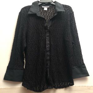 TIRAMISU Blouse Black In Stretch Lace. Size 2X